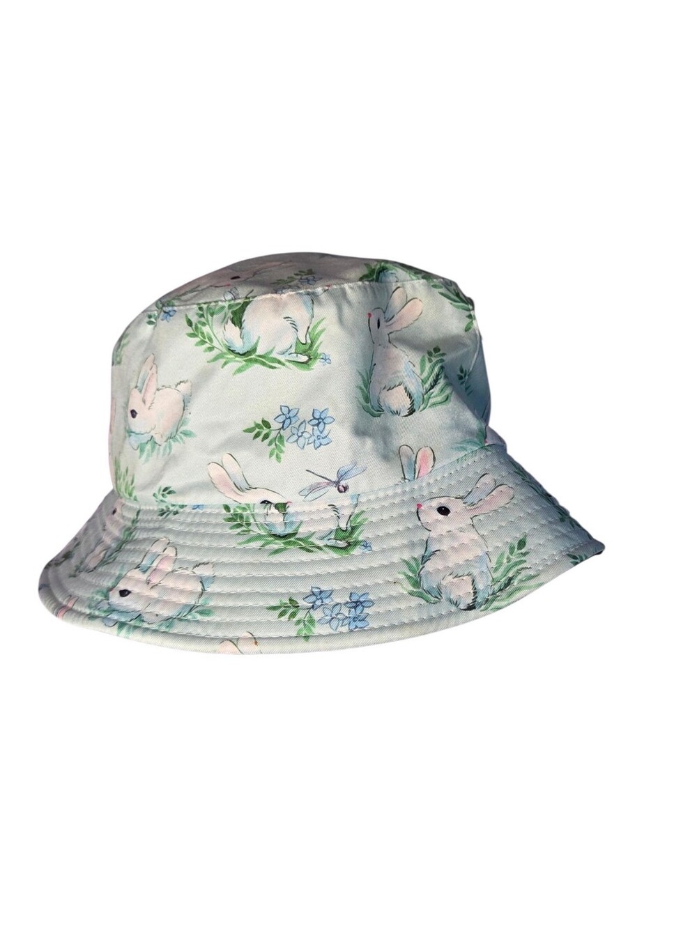 Bunny Print Bucket Hat - Light Blue